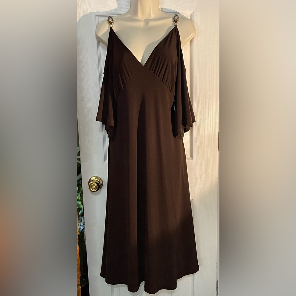 Lovey Dovey NWT Brown Cold Shoulder Dress Sz 2X Fits XL
